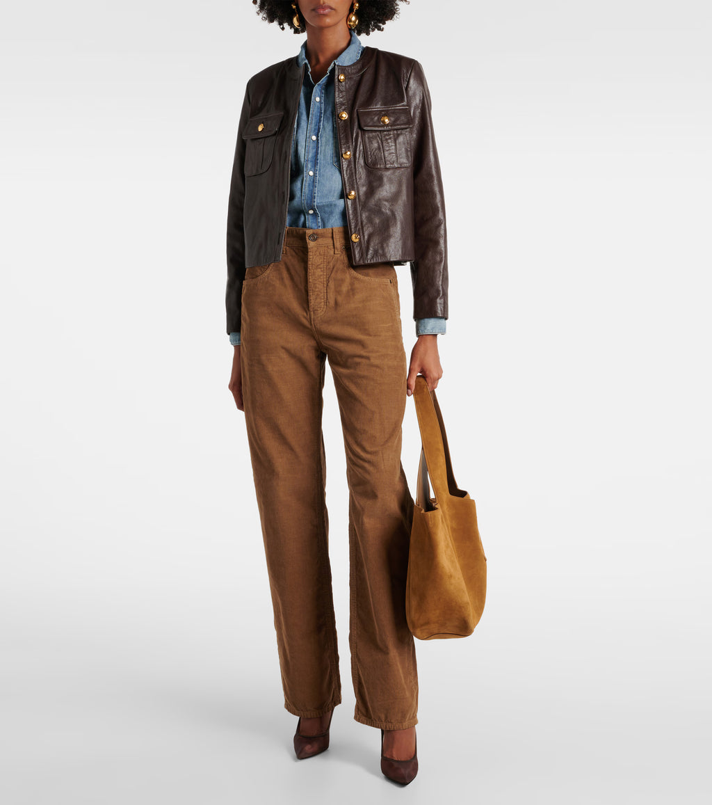 Veste en cuir Nili Lotan Kitra Marron | Podiums Nancy