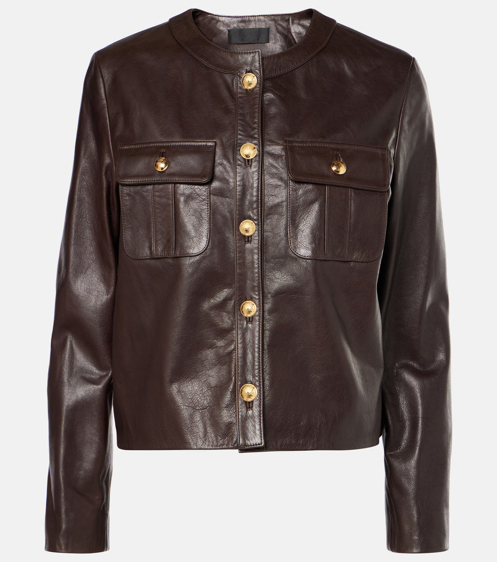 Veste en cuir Nili Lotan Kitra Marron | Podiums Nancy