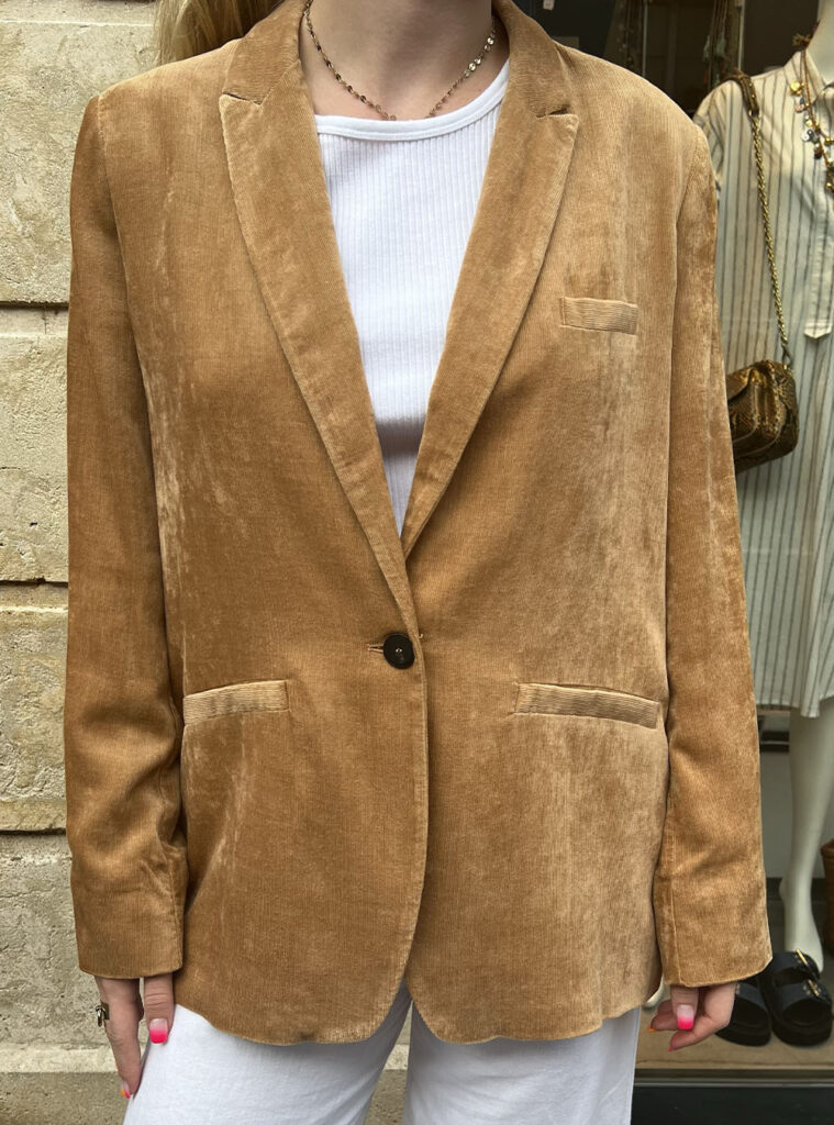 VESTE VELOURS MAT CARAMEL