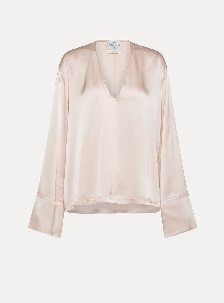 TOP MANCHES LONGUES SOIE SATIN OYSTER