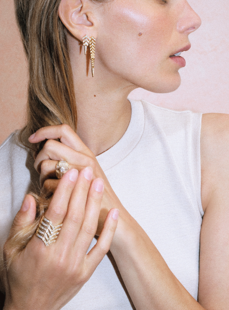 BOUCLE D'OREILLE STAIRWAY S DIAMANTS & OR JAUNE