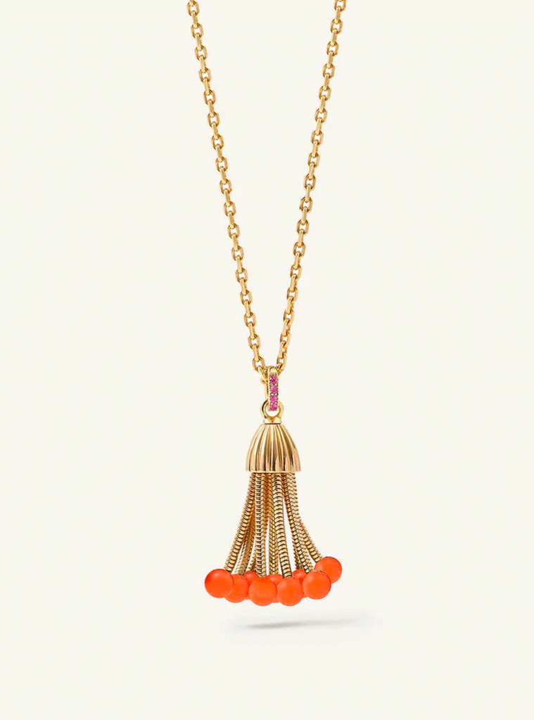 PENDENTIF POLPO CORAIL SAPHIRS ROSES